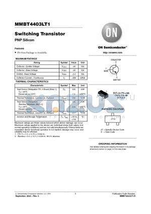 MMBT4403LT1 datasheet - Switching Transistor(PNP Silicon)