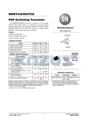 MMBT4403M3T5G datasheet - PNP Switching Transistor