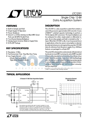 LTC1291 datasheet - Single Chip 12-Bit Data Acquisition System