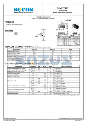 MMBT493 datasheet - General Purpose Transistor