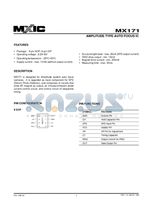 MX171 datasheet - AMPLITUDE TYPE AUTO FOCUS IC