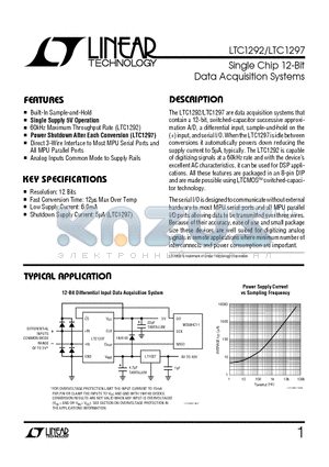 LTC1292BCN8 datasheet - Single Chip 12-Bit Data Acquisition Systems