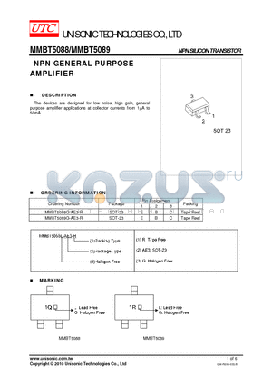 MMBT5088 datasheet - NPN GENERAL PURPOSE AMPLIFIER