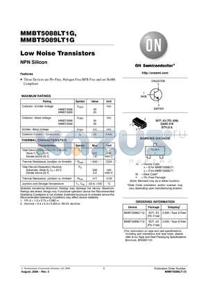 MMBT5088LT1G datasheet - Low Noise Transistors NPN Silicon