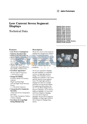 HDSP-G10X datasheet - Low Current Seven Segment