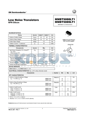 MMBT5089LT1 datasheet - Low Noise Transistors
