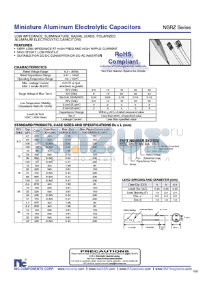 NSRW220M6.3V4X5TBF datasheet - Miniature Aluminum Electrolytic Capacitors