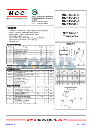 MMBT5343-Y datasheet - NPN Silicon Transistors