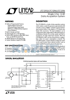 LTC1293BC datasheet - Single Chip 12-Bit Data Acquisition System