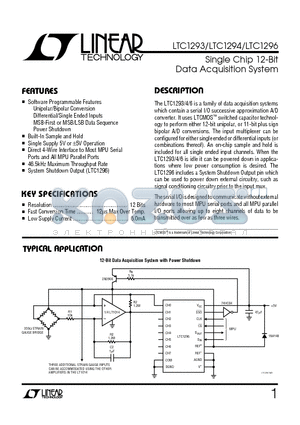 LTC1293CI datasheet - Single Chip 12-Bit Data Acquisition System