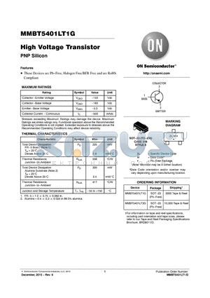 MMBT5401LT1G datasheet - High Voltage Transistor