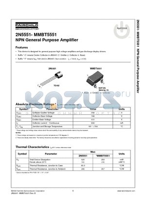 MMBT5551 datasheet - NPN General Purpose Amplifier