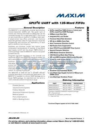 MAX3107 datasheet - SPI/I2C UART with 128-Word FIFOs