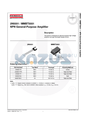 MMBT5551 datasheet - NPN General-Purpose Amplifier
