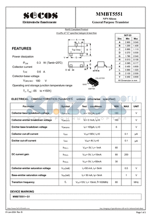 MMBT5551 datasheet - General Purpose Transistor