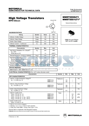 MMBT5551LT1 datasheet - High Voltage Transistors