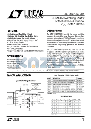 LTC1314CS datasheet - PCMCIA Switching Matrix with Built-In N-Channel VCC Switch Drivers