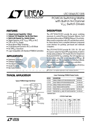 LTC1315 datasheet - PCMCIA Switching Matrix with Built-In N-Channel VCC Switch Drivers