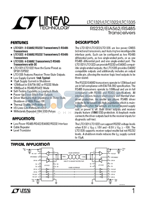 LTC1321 datasheet - RS232/EIA562/RS485 Transceivers