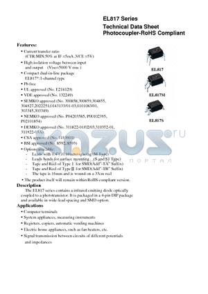 EL817D datasheet - Technical Data Sheet Photocoupler-RoHS Compliant