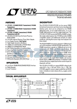 LTC1322IN datasheet - RS232/EIA562/RS485 Transceivers
