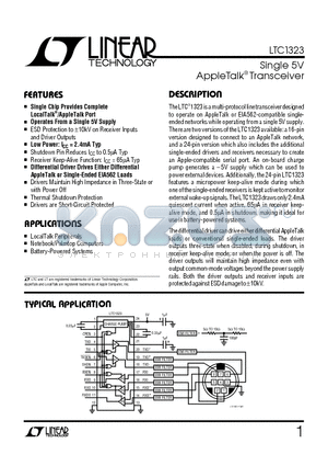 LTC1323 datasheet - Single 5V AppleTalk Transceiver