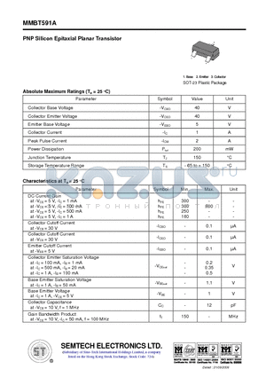 MMBT591A datasheet - PNP Silicon Epitaxial Planar Transistor