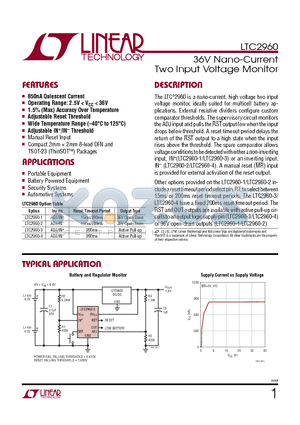 LTC1326 datasheet - 36V Nano-Current Two Input Voltage Monitor