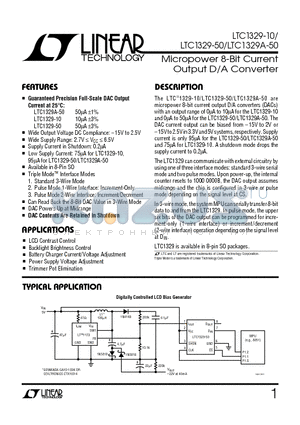 LTC1329CS8-10 datasheet - Micropower 8-Bit Current Output D/A Converter