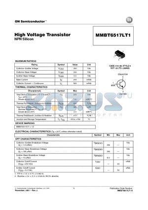 MMBT6517LT1 datasheet - High Voltage Transistor(NPN Silicon)