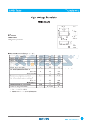MMBT6520 datasheet - High Voltage Transistor