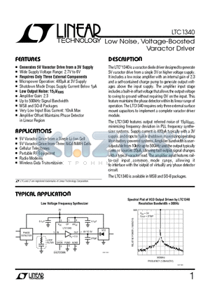 LTC1340CMS8 datasheet - Low Noise, Voltage-Boosted Varactor Driver