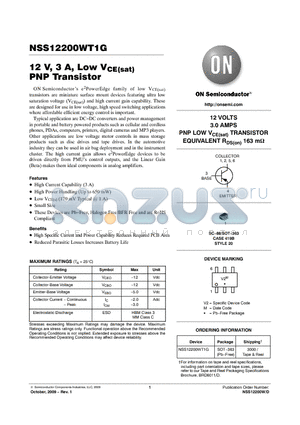 NSS12200WT1G_09 datasheet - 12 V, 3 A, Low VCE(sat) PNP Transistor