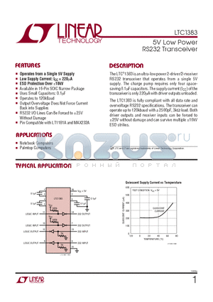 LTC1383CS datasheet - 5V Low Power RS232 Transceiver