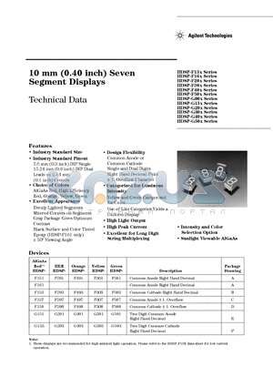 HDSP-G50X datasheet - 10 mm (0.40 inch) Seven Segment Displays