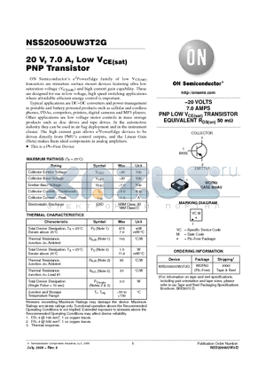 NSS20500UW3T2G datasheet - 20 V, 7.0 A, Low VCE(sat) PNP Transistor