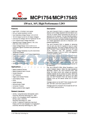 MCP1754-1802E-CB datasheet - 150 mA, 16V, High Performance LDO