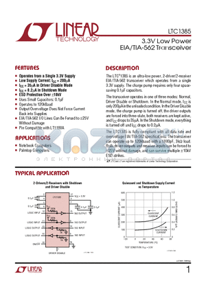 LTC1385CG datasheet - 3.3V Low Power EIA/TIA-562 Transceiver