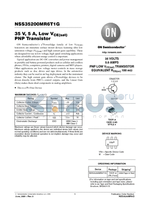 NSS35200MR6T1G datasheet - 35 V, 5 A, Low VCE(sat) PNP Transistor