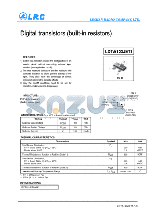 LDTA123JET1 datasheet - Digital transistors (built-in resistors)