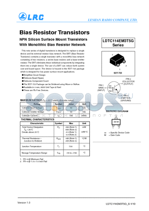 LDTC123JM3T5G datasheet - Bias Resistor Transistors