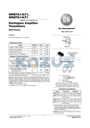 MMBTA13LT1G datasheet - Darlington Amplifier Transistors