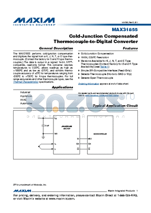 MAX31855EASA datasheet - Cold-Junction Compensated Thermocouple-to-Digital Converter