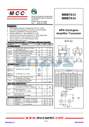 MMBTA13_11 datasheet - NPN Darlington Amplifier Transistor