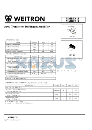 MMBTA14 datasheet - NPN Transistors  Darlington Amplifier