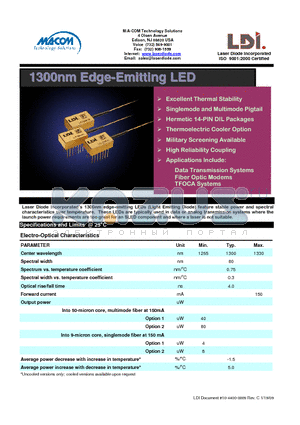 LDTLH-004SCR datasheet - 1300nm Edge-Emitting LED