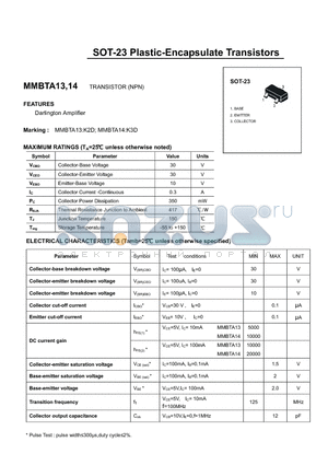 MMBTA14 datasheet - SOT-23 Plastic-Encapsulate Transistors