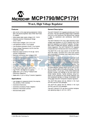 MCP1790-3002E/DC datasheet - 70 mA, High Voltage Regulator