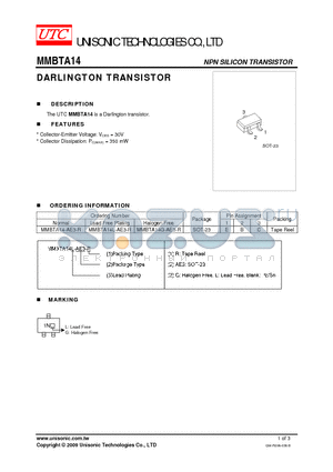 MMBTA14G-AE3-R datasheet - DARLINGTON TRANSISTOR