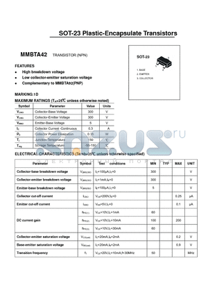 MMBTA42 datasheet - SOT-23 Plastic-Encapsulate Transistors